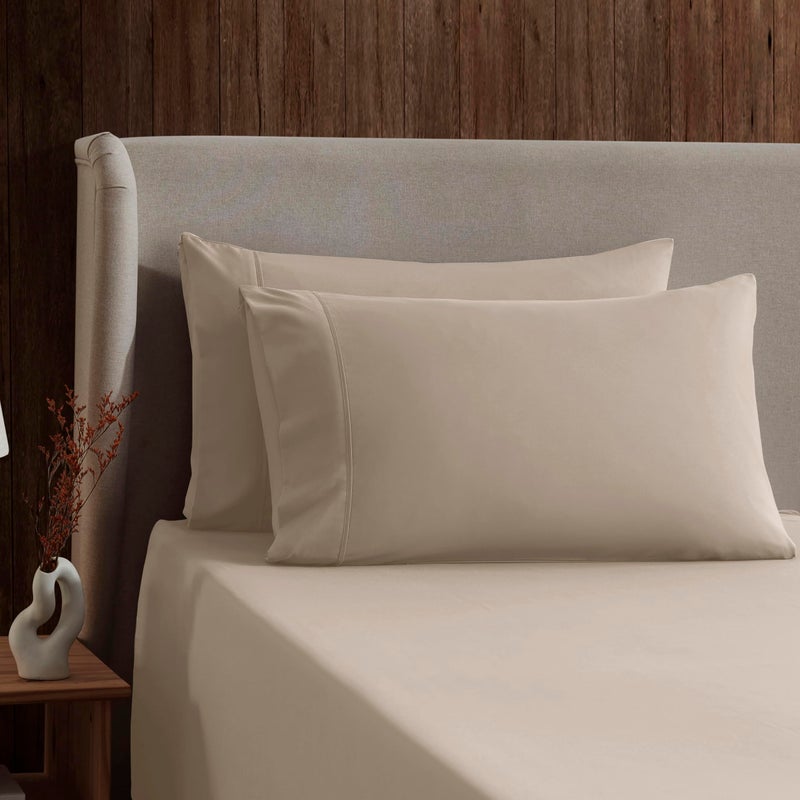 Nestl Short Queen Sheet Set - 1800 Ultra-Soft Microfiber - Double Brushed - Deep Pockets - Easy Fit - 4 Piece Set - Bed Sheets (Short Queen, Beige Cream) - Image 3
